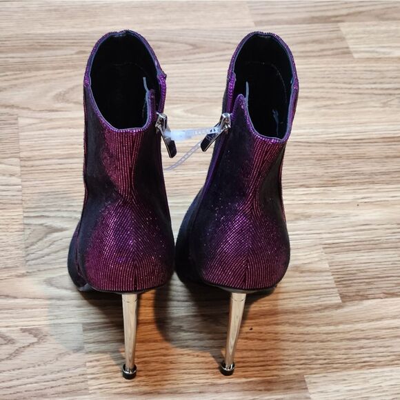 🔥NWT Nine West Iridescent Fuchsia "Tryin" Silver Stiletto Booties Size 7 - Picture 6 of 16
